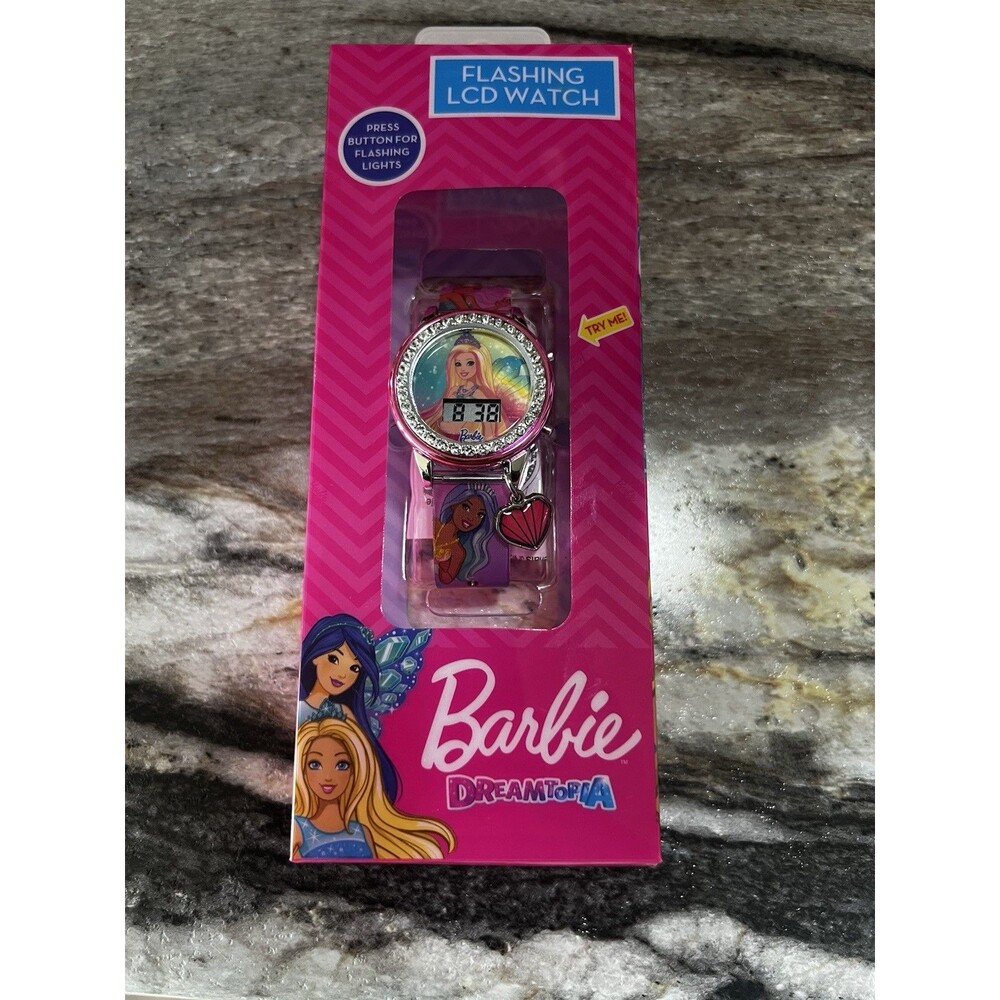 Barbie Dreamtopia Flashing LCD Girl's Watch Age 6+ New In Box RARE Pink Purple